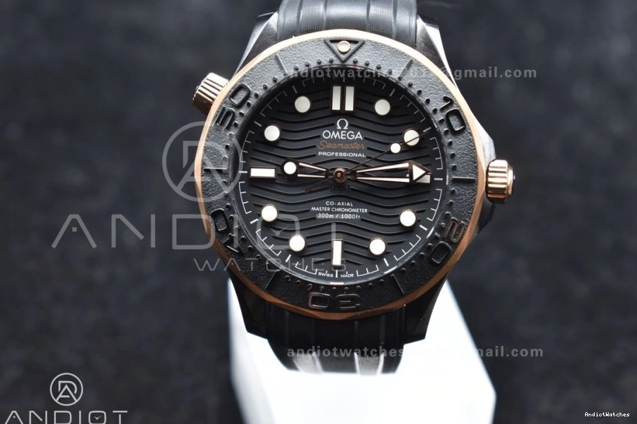 Black A Strap RG 300m Neat 1:1 Dial Seamaster Black VSF 1070 Ceramic Best on Bezel Black Edition 43.5mm Rubber 1112